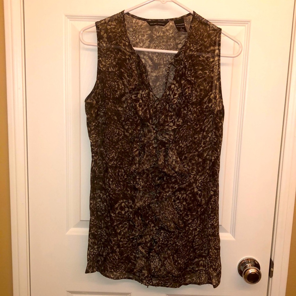 New York & Company Sheer Tank Top with Ruffles